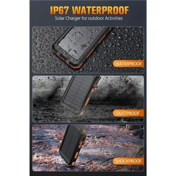 Solar-Charger-Power-Bank - 36800mAh Portable Charger, (Orange) - Picture 5 of 8
